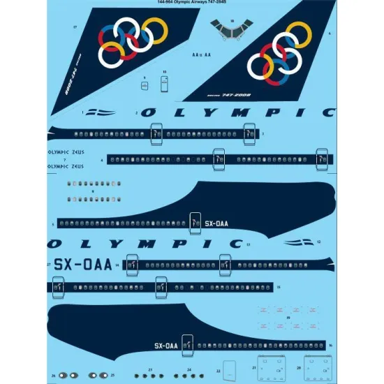 26Decals 144-964 1/144 Olympic 747-284B laser decal