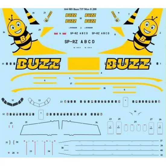 26Decals 144-985 1/144 Buzz 737 Max 8 200 laser decal