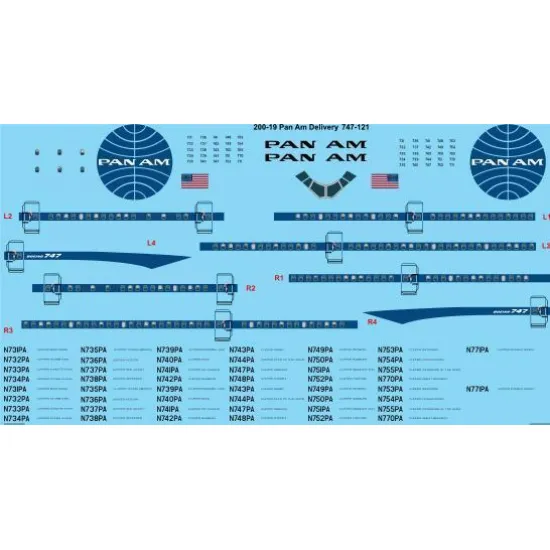 26Decals 200-19 1/200 Pan Am Delivery Boeing 747-121 Laser decal - 1/200 scale