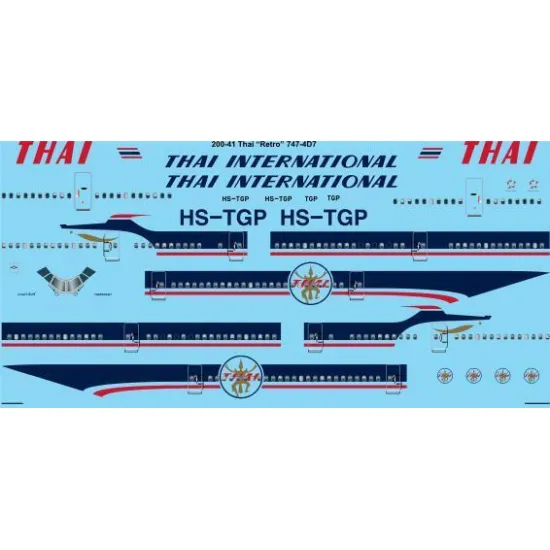 26Decals 200-41 1/200 Thai Airways Retro Boeing 747-4D7 laser decal - 1/200 Scale