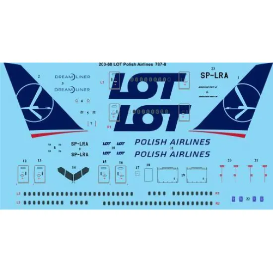 26Decals 200-60 1/200 LOT Polish Airlines Boeing 787-8 laser decal - 1/200 Scale