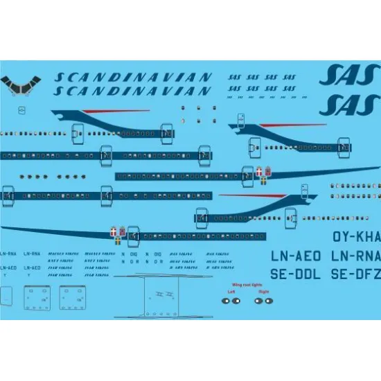 26Decals 200-93 1/200 SAS Scandinavia Boeing 747-200 laser decal - 1/200 Scale