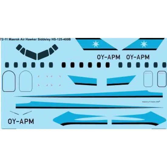 26Decals 72-11 1/72 Maersk Hawker Siddeley HS-125-400B laser decal