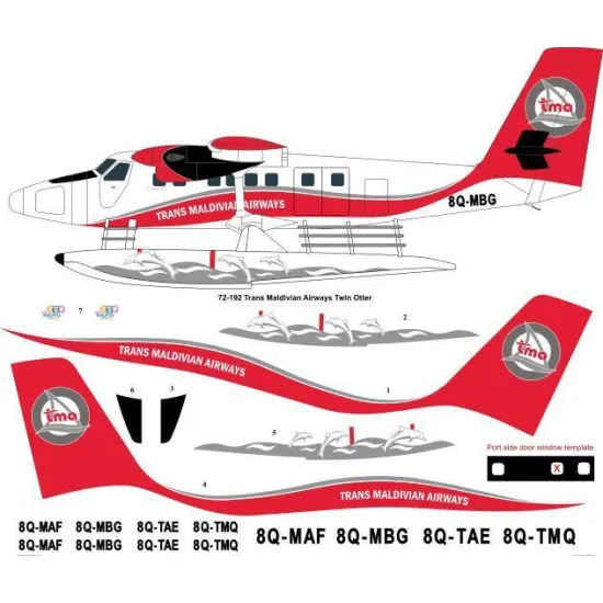 26Decals 72-192 1/72 Trans Maldivian Airways Twin Otter laser decal