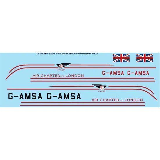26Decals 72-212 1/72 Air Charter Ltd London Bristol Superfreighter Mk32 laser decal - for Airfix kit