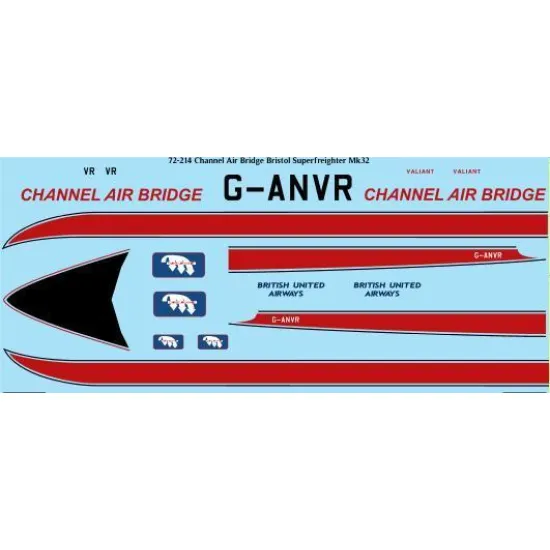 26Decals 72-214 1/72 Channel Air Bridge Bristol Superfreighter Mk32 laser decal - for Airfix kit