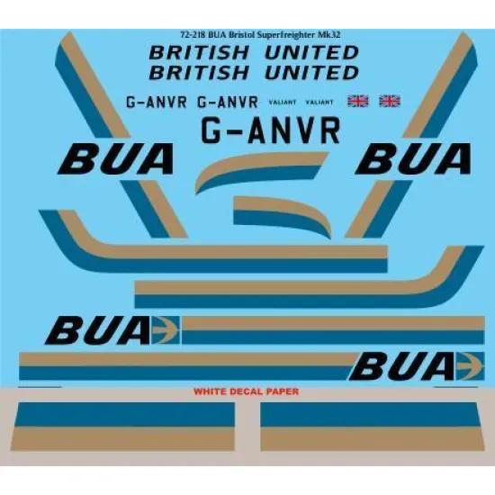 26Decals 72-218 1/72 BUA British United Bristol Superfreighter Mk32 laser decal - for Airfix kit