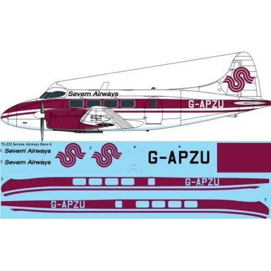 26Decals 72-222 1/72 Severn Airways De Havilland Dove 6 laser decal - for Amodel kit