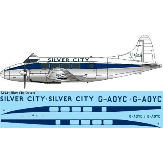 26Decals 72-224 1/72 Silver City Airways De Havilland Dove 6 laser decal - for Amodel kit