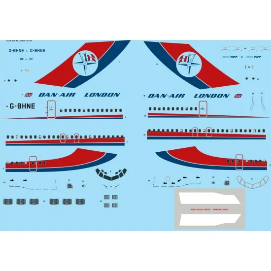 26Decals 72-239 1/72 Dan-Air London Boeing 727-200 Laser decal - for Mach 2 1/72 kit