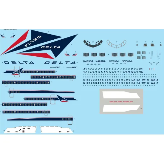 26Decals 72-243 1/72 Delta Boeing 727-232/Adv laser decal - for Mach 2 1/72 kit