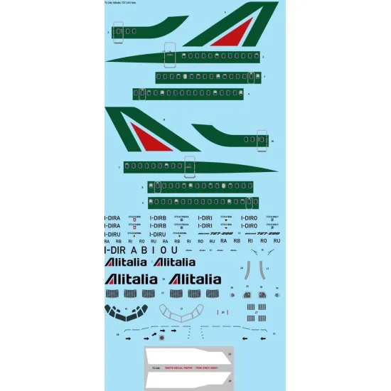 26Decals 72-246 1/72 Alitalia Boeing 727-243/Adv laser decal - For Mach 2 1/72 kit