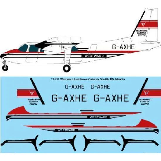 26Decals 72-251 1/72 Westward Heathrow/Gatwick Shuttle BN Islander laser decal