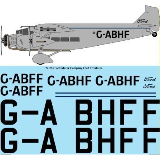26Decals 72-253 1/72 Ford Motor Company Ford Tri-Motor laser decal