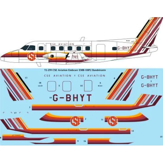 26Decals 72-259 1/72 CSE Aviation Embraer EMB-110P2 laser decal - for A Model kit