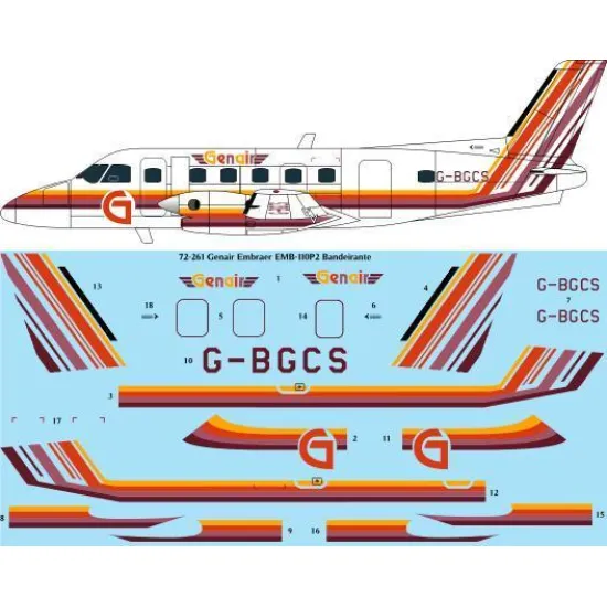 26Decals 72-261 1/72 Genair Embraer EMB-110P2 Bandeirante - for A Model kit