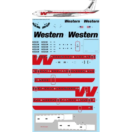 26Decals 72-266 1/72 Western Airlines Boeing 707-347C laser decal