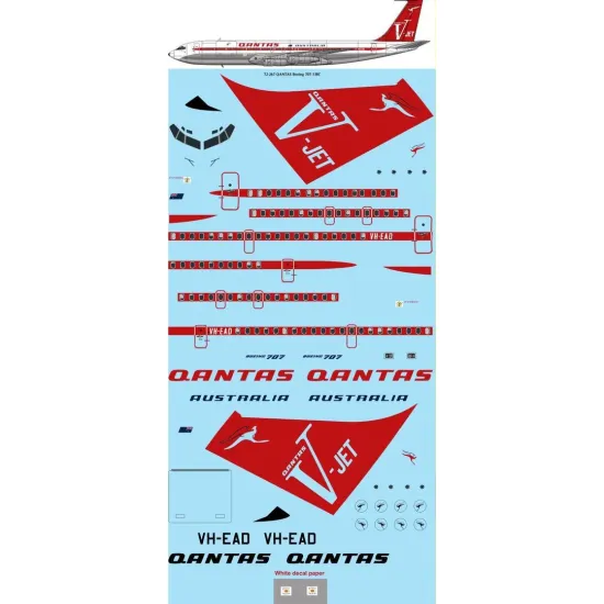26Decals 72-267 1/72 QANTAS Australia V-Jet Boeing 707-338C laser decal - 1/72 scale