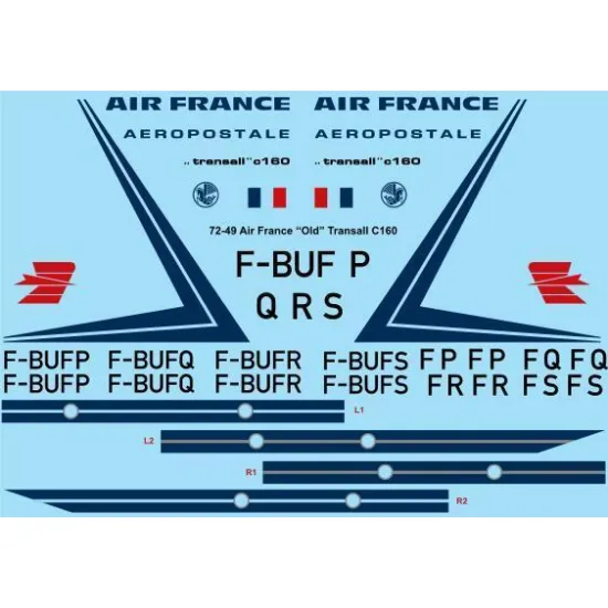 26Decals 72-49 1/72 Air France delivery C-160 Transall laser decal