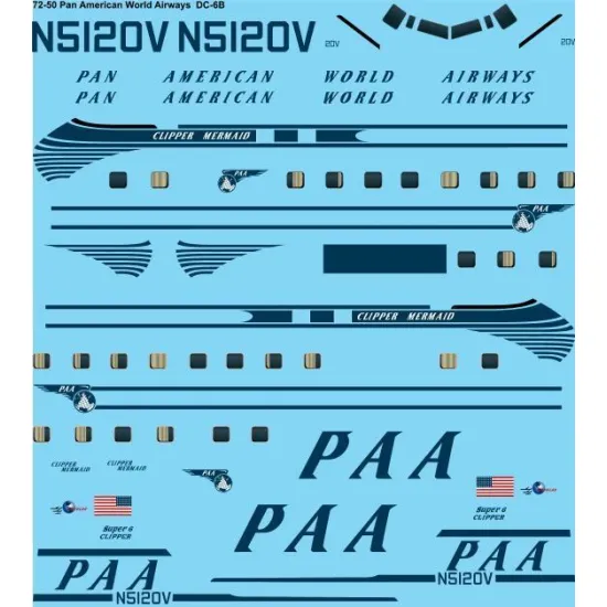 26Decals 72-50 1/72 Pan American World Airways Douglas DC-6B laser decal 1/72