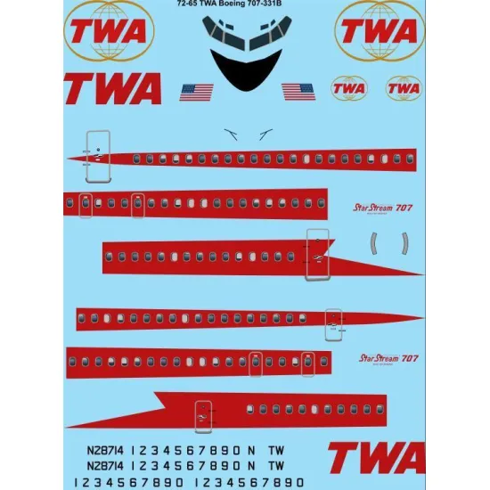 26Decals 72-65 1/72 TWA 707-331B Laser decal