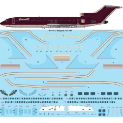26Decals BN14412 1/144 Braniff Ultra Burgundy Boeing 727-227 Screen printed decal