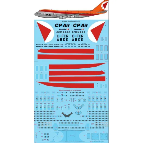 26Decals STS44205 1/144 CP Air 747-217B Screen printed decal