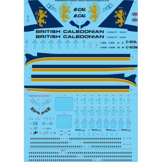 26Decals STS44258 1/144 British Caledonian Delivery McDonnell Douglas DC-10-30 screen printed decal