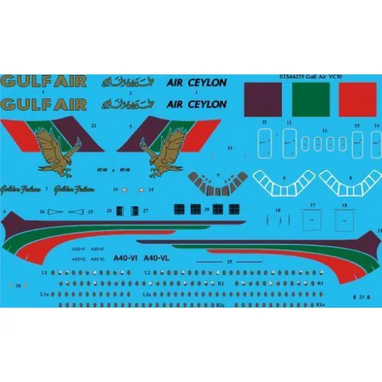26Decals STS44275 1/144 Gulf Air VC10 Series 1101 Screen printed decal (Airfix)