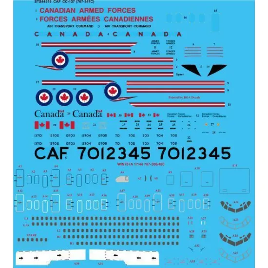 26Decals STS44318 1/144 Canadian Armed Forces Boeing CC-137 (707-347C) Screen printed decal