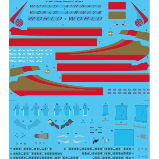 26Decals STS44327 1/144 World Airways DC-10-30CF Screen printed decal