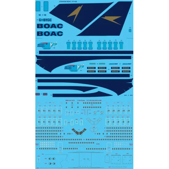 26Decals STS44328 1/144 BOAC 747-436 Screen printed decal