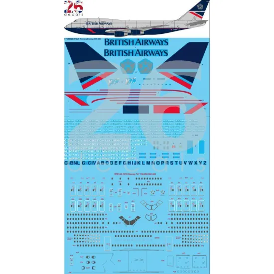 26Decals STS44329 1/144 British Airways 747-436 Screen printed decal