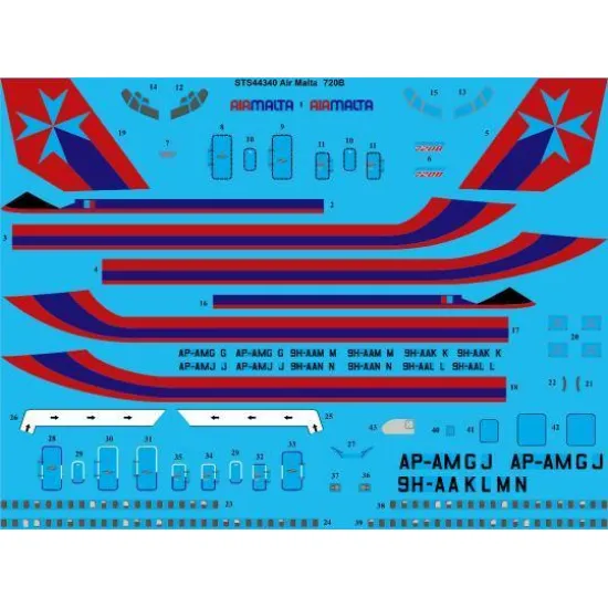 26Decals STS44340 1/144 Air Malta 720B Screen printed decal