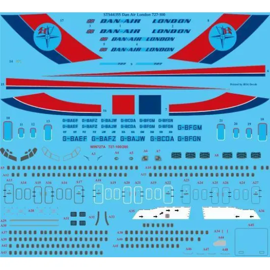 26Decals STS44355 1/144 Dan-Air London Boeing 727-100 Screen printed decal