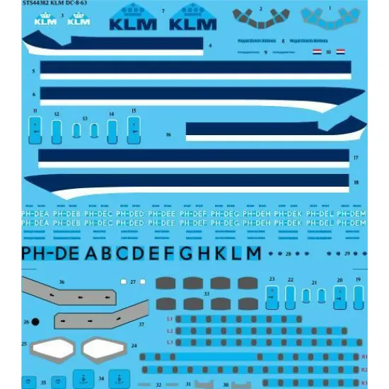 26Decals STS44382 1/144 KLM DC-8-63 Screen printed decal