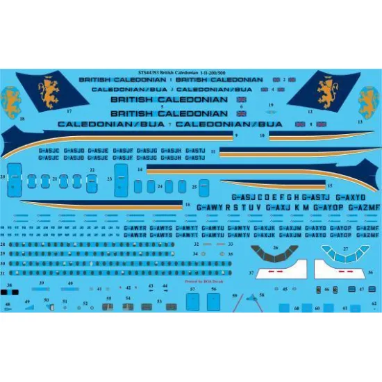 26Decals STS44393 1/144 British Caledonian / Caledonian BUA 1-11-200,500 screen printed decal