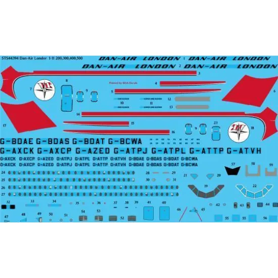 26Decals STS44394 1/144 Dan Air London 1-11-200,300,400,500 Screen printed decal