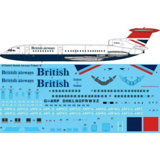26Decals STS44413 1/144 British Airways Hawker Siddeley Trident 1C screen printed decal