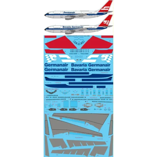 26Decals STS44418 1/144 Germanair / Bavaria Germanair Airbus A300B4 Screen printed decal