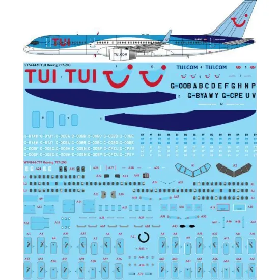 26Decals STS44421 1/144 TUI Boeing 757-200 screen printed decal