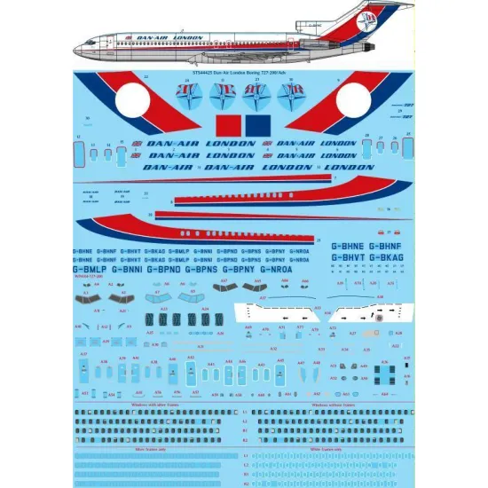 26Decals STS44425 1/144 Dan-Air London Boeing 727-200 Screen printed decal