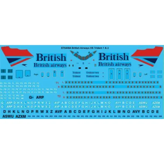 26Decals STS4464 1/144 British Airways Hawker Siddeley Trident 1 &amp 2 screen printed decal - for Airfix kit