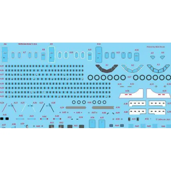 26Decals WIN144-BAC1-11A 1/144 BAC 1-11 detail sheet - Screen printed
