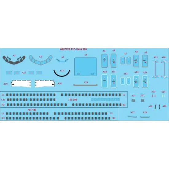 26Decals WIN737B 1/144 Boeing 737-100/200 detail sheet - Screen printed