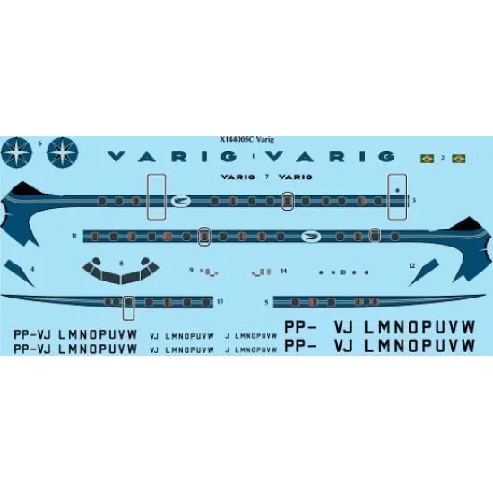 26Decals X144005C 1/144 Varig Laser Decal for X-Scale Models kit - X144005