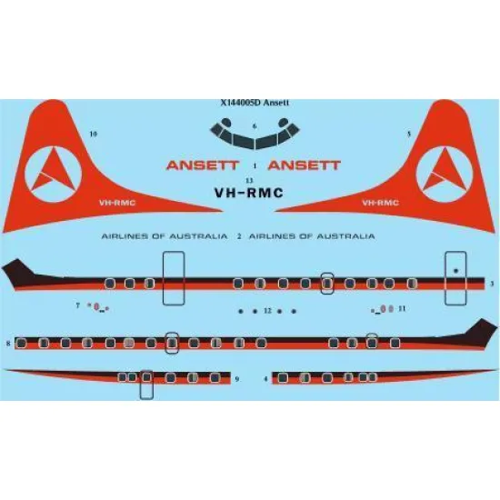 26Decals X144005D 1/144 Ansett Laser Decal for X-Scale Models kit - X144005