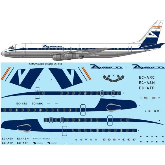 26Decals X14429 1/144 Aviaco Douglas DC-8-52 laser decal - for X-Scale kit