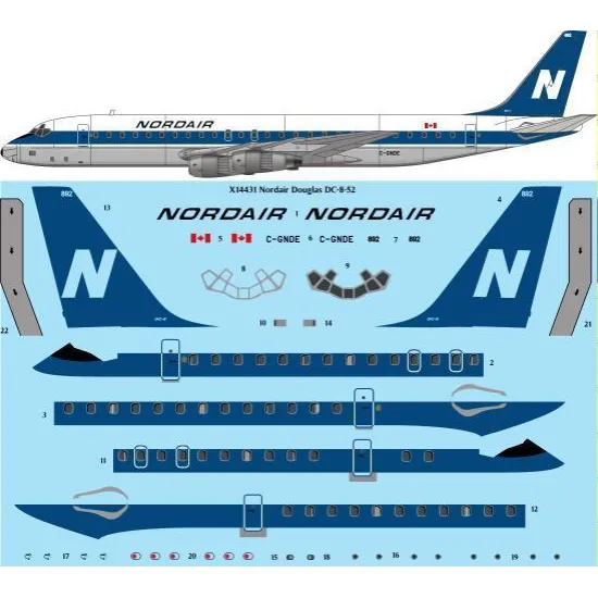 26Decals X14431 1/144 Nordair Douglas DC-8-52 laser decal - for X-Scale kit