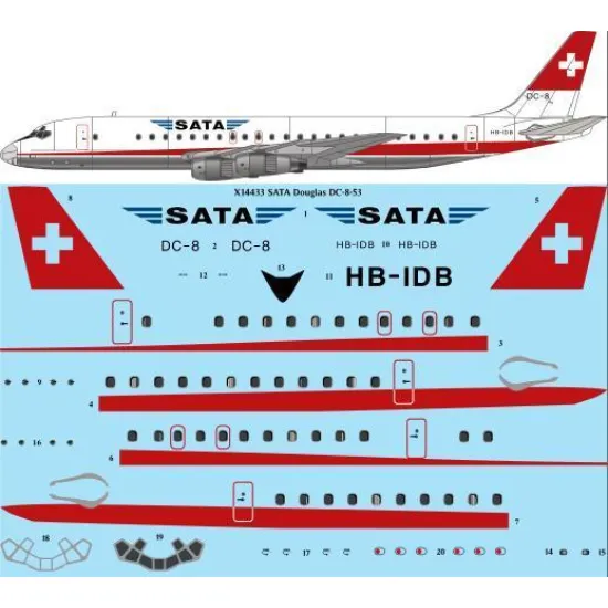 26Decals X14433 1/144 SATA Douglas DC-8-53 laser decal - for X-Scale kit
